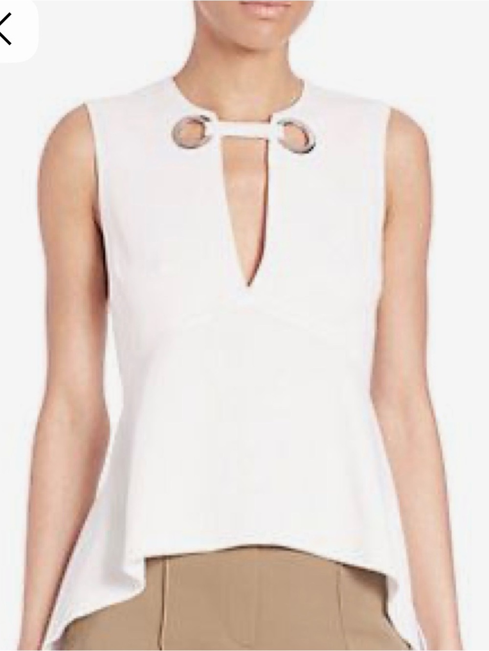 A.L.C. Ivory Sleeveless Tank with Grommet Keyhole